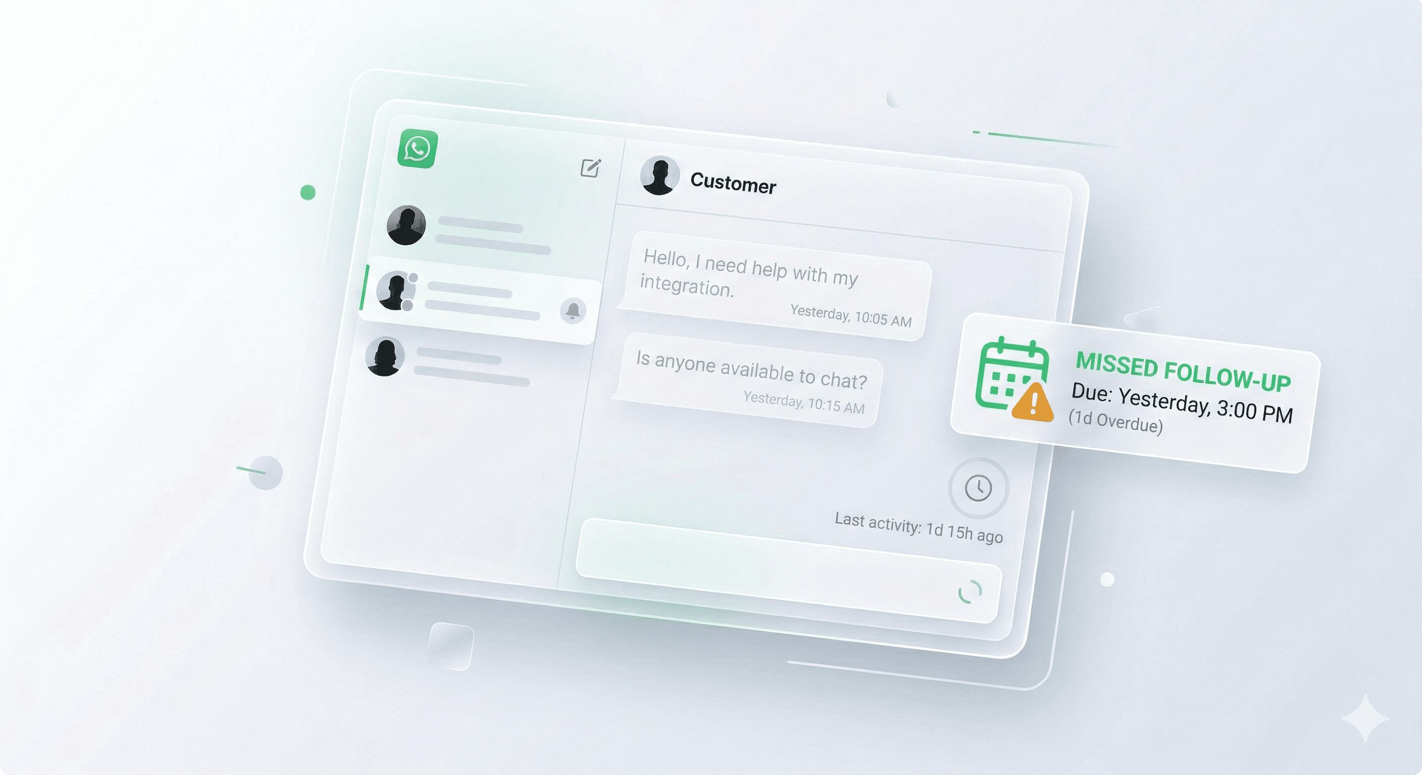 Missed WhatsApp follow-up notification